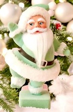 Retro Vintage Style Flocked Dancing Santa Mint 9 Christmas Figurine Decor NEW