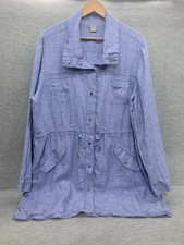 Chico  s Linen Jacket Size 4 XXL 20/22 Light Blue Pockets Casual Beach Comfy