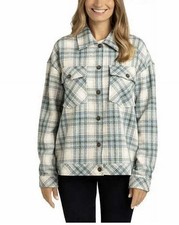 Boston Traders Shacket Plaid Green Womens Button M