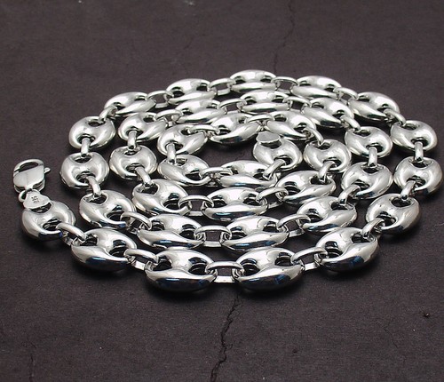 14mm Puffed Mariner Anchor Link Chain Necklace Anti-Tarnish Real Sterling Silver - Picture 2 of 5