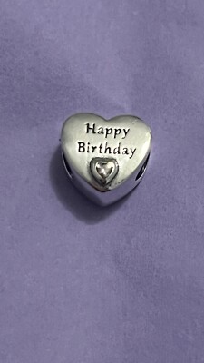 S925 Sterling Silber Charm Happy Birthday Herz  