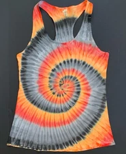*New* Handmade Tie Dye, Racer Back Tank, Candy Corn Spiral, All Sizes