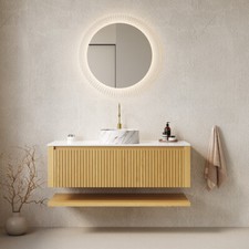 48" Wall Mounted Bathroom Vanity w/Sink, 2 Drawer, Floating Vanity Cabinet,Shelf