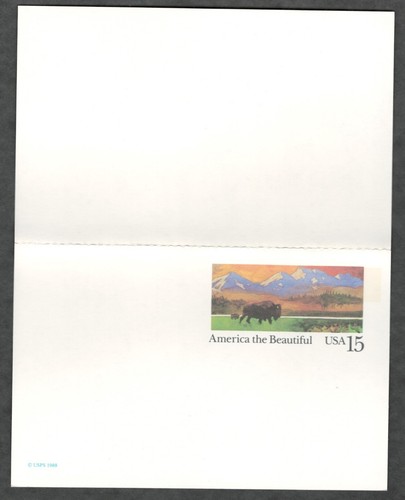 US. UY39. 15c+15c. American the Beautiful. Bezahlte Antwort Postkarte. postfrisch. 1988 - Bild 3 von 3