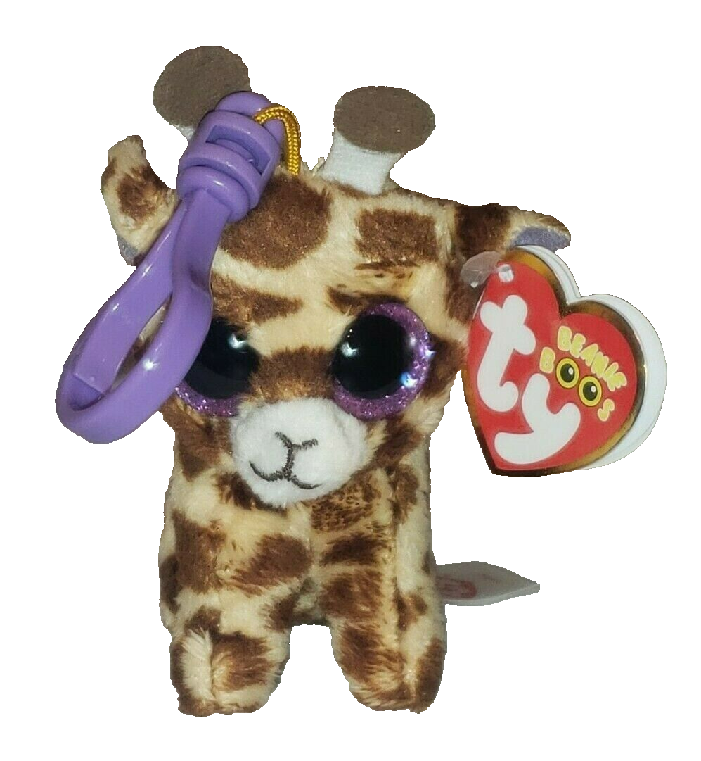 TY Schlüsselanhänger Beanie Boos – Giraffe "Stilts" Mit Glitzeraugen, 12 Cm, Kuscheliger Karabiner