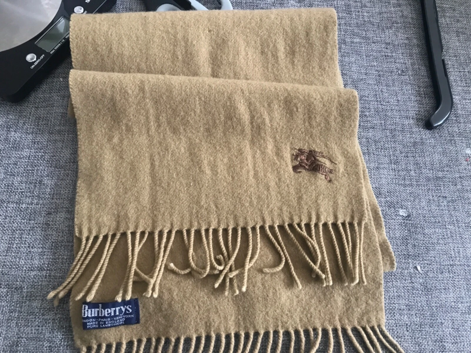 Mens Burberry Tan Plain Scarf 100% Lambswool