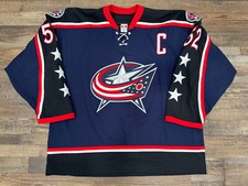 2005-06 Adam Foote Columbus Blue Jackets Game Used Worn Jersey Third 1 Alt
