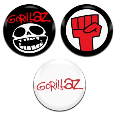 3x Gorillaz Indie Rock Pop Band 00er 25 mm / 1 Zoll D Pin Button Anstecker