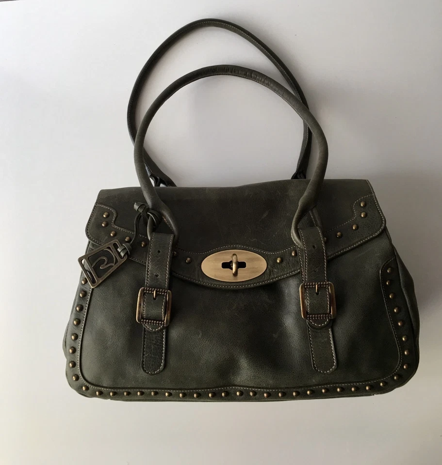 Bolso de Mano Petusco Verde Oscuro Cuero Genuino Bolso Cartera Logo Caballo Español Nuevo con Etiquetas Foto 2 de 4