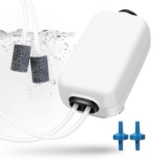 Aquarium Air Pump 20/100gal Fish Tank Adjustable Dual-Outlet Hydroponic Oxygen