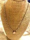 Gun Metal Ball Chain With 12 Mm Swarovski Square Ultra Orange Pendant