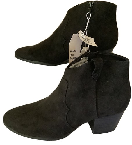 Old Navy Ankle Western Boots Faux Leather Sz 6 Women’s Zip Closure Suede Black - Picture 6 of 10