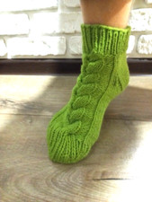 SOCKS BOOTS SLIPPERS SLOPES HOUSE SHOES KNITTED WOMAN'S GREEN NEW HANDMADE