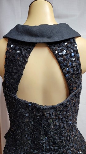 Vtg Mike Benet Black Sequin Fitted Vest Glamor Dress Palazzo Pants Chest 36 M - Picture 9 of 15