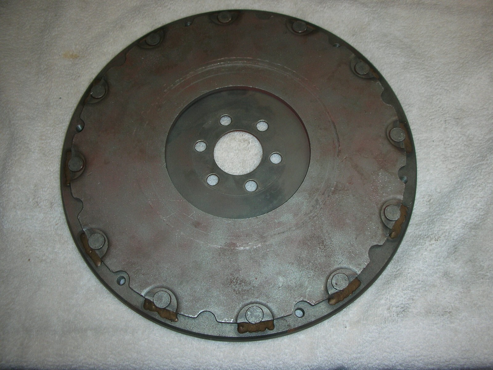Corvair 6063 Flywheel resurfaced and welded on back side. Bead blasted