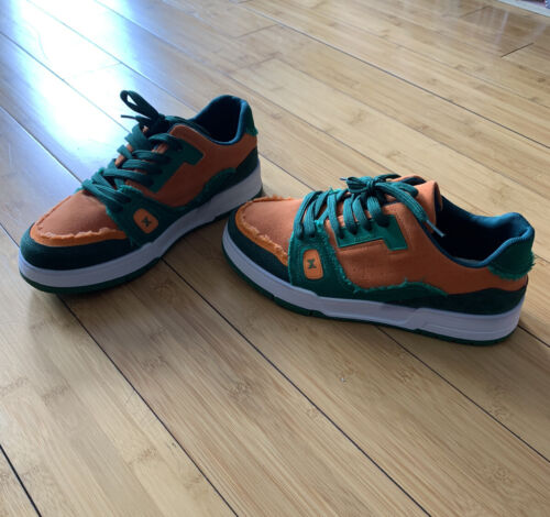 Chaussures de patinage à lacets pour hommes deux tons à bout rond vert et orange - Photo 1/6
