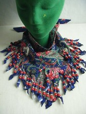 Vintage Southwestern Bandana Heart Concho Beaded Scarf-31" long F 