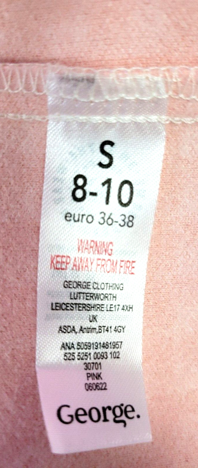 George Shirt UK8/10 Pink/White Dogtooth Check Button Through Pre-Owned image 5