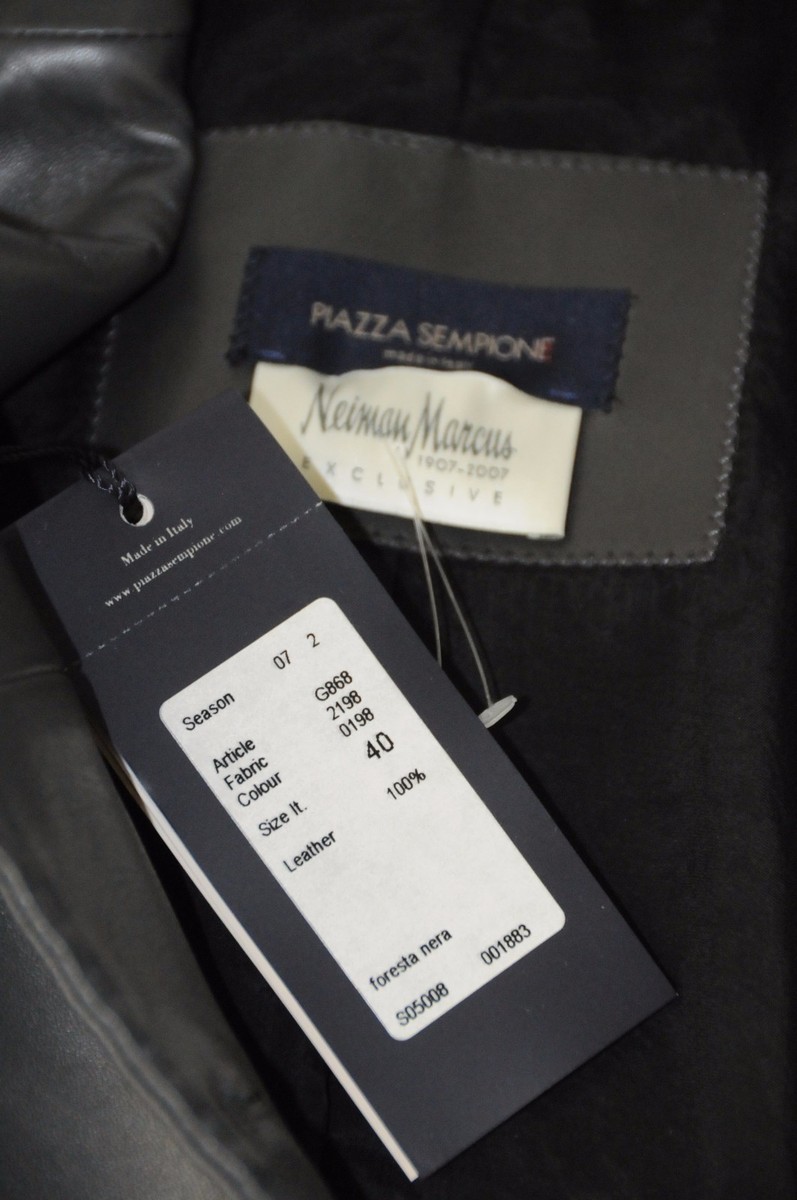 $2145 New Piazza Sempione Dark Grey Coat LEATHER JACKET BLAZER 40