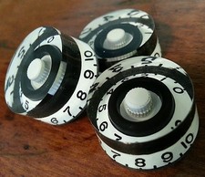 3 Guitar CTS Split shaft Speed volume/tone knobs. White/Black..   JAT