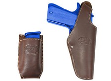 New Barsony Brown Leather Belt OWB Holster Mag Pouch Colt Full Size 9mm 40 45