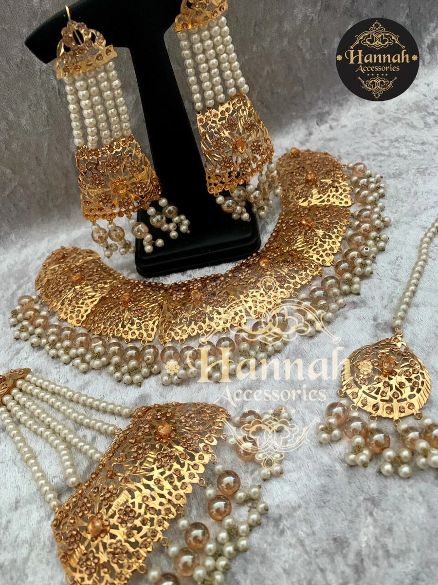 Indian Pakistani Hydrabadi Necklace Choker Set Earrings Tikka Pasa 5 Colours
