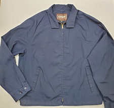 Vintage Campus 70s 80s Jacket Coat Made in USA Talon Zipper XL Navy Blue Rock