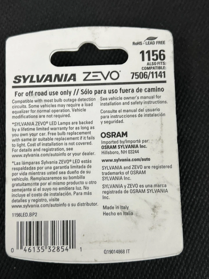 Sylvania ZEVO LED 1156 пара набор светодиодных ламп лампы 7506/1141 новый - Изображение 2 из 2