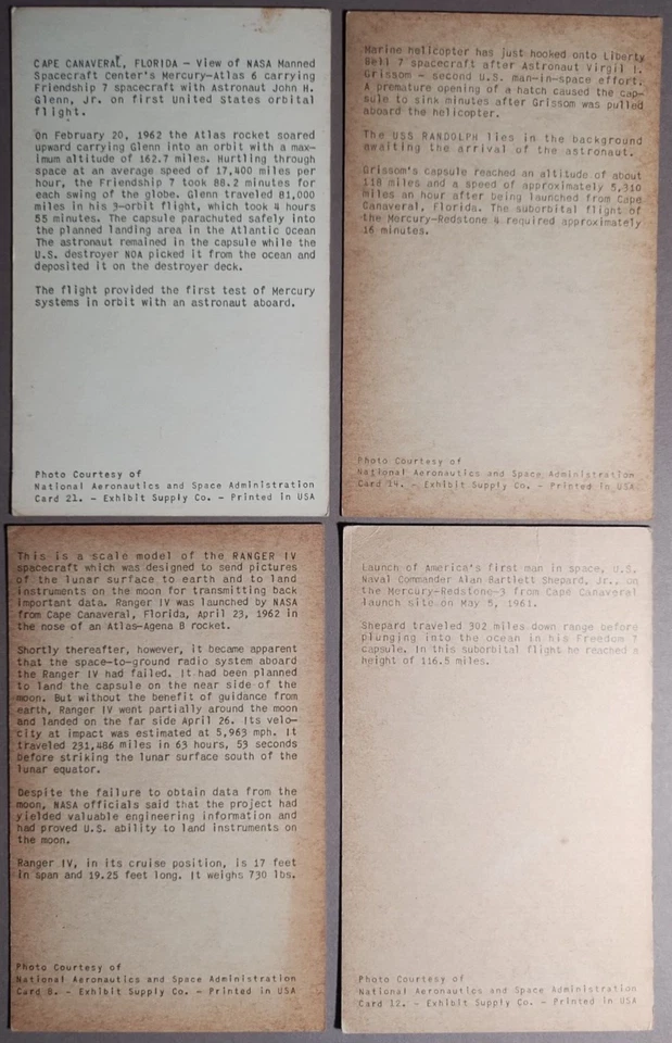 (16) Tarjetas arcade de astronauta cohete del programa espacial de la NASA de la Fuerza Aérea de los Estados Unidos de la década de 1960 B3-38 Foto 3 de 4