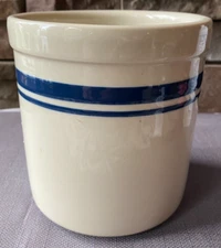 Roseville Pottery One Quart Friendship Blue Stripe Crock Canister 5.25" Tall