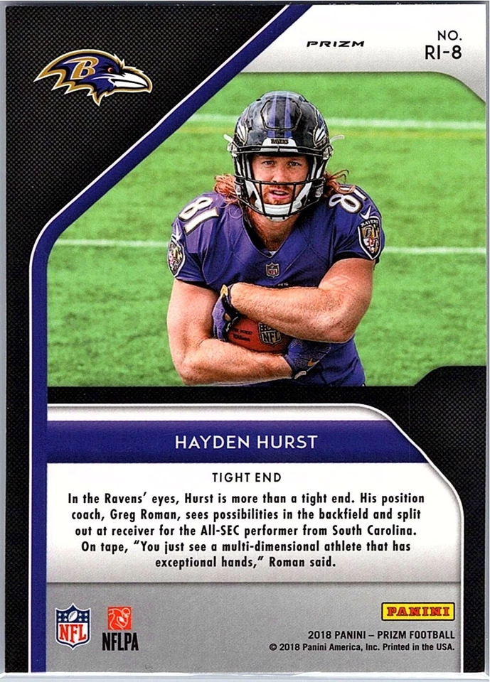 2018 Panini Prizm - Rookie Introduction Hayden Hurst #RI-8 (RC) Ravens - Image 2 of 2