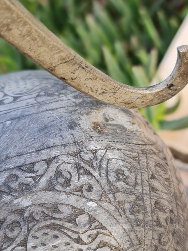 Antique Islamic Ottoman Jug Pitcher Hand Engraved Brass Copper ابريق عثماني قديم - Picture 16 of 24