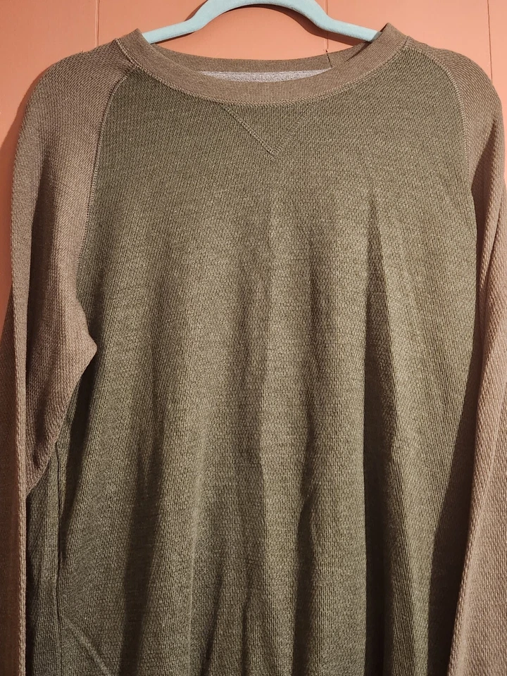 St. John's Bay Shirt Men's Large Forest Green Waffle Knit thermal long Sleeve - Image 2 of 4