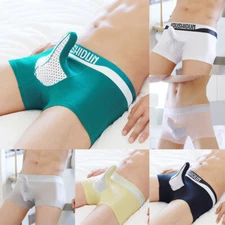 Sexy Men's Underwear Boxer Briefs Ice Silk Mesh Breathable Elephant Nose Trunks