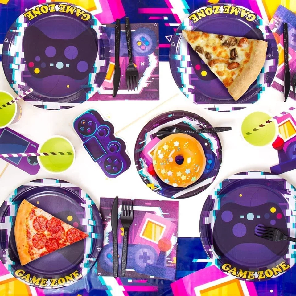 Video Game Themed Party in a Box Kit Cups Plates Utensils Photo Booth Props - Image 4 of 4