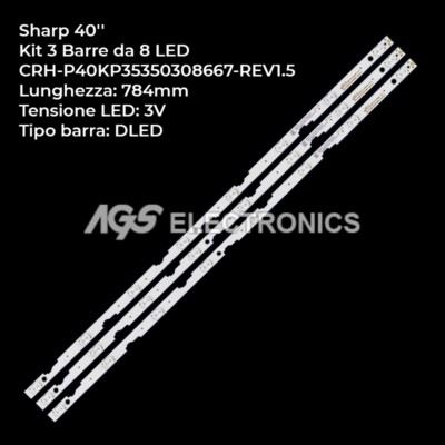 KIT 3 BARS STRIP 8 LED-TV SHARP CRH-P40KP35350308667-REV1.5, LC40CFF5222E