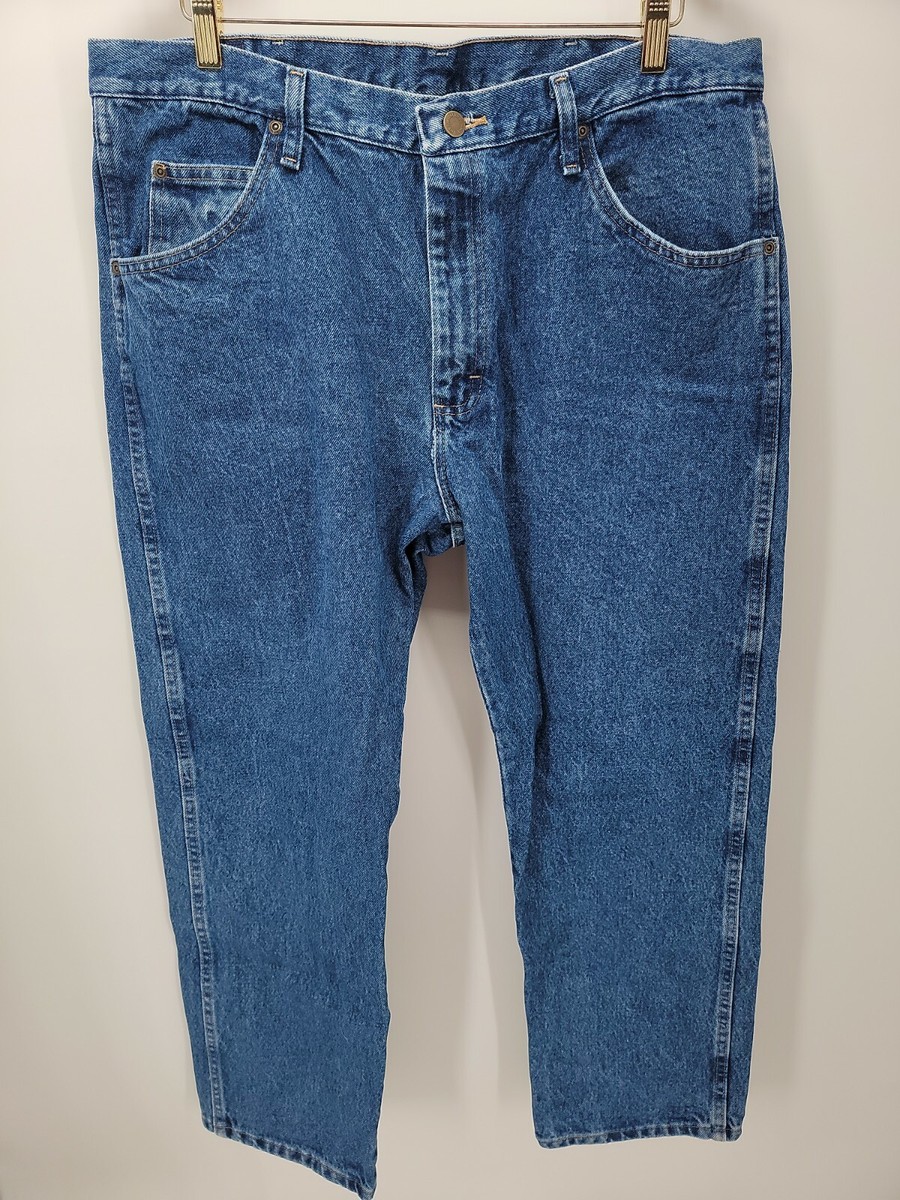 Mens Wrangler Blue Jeans Regular Fit Size 38 X 29