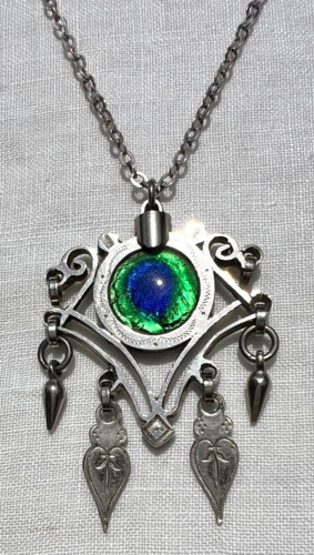 Antique Victorian French PEACOCK EYE Glass Pendant
