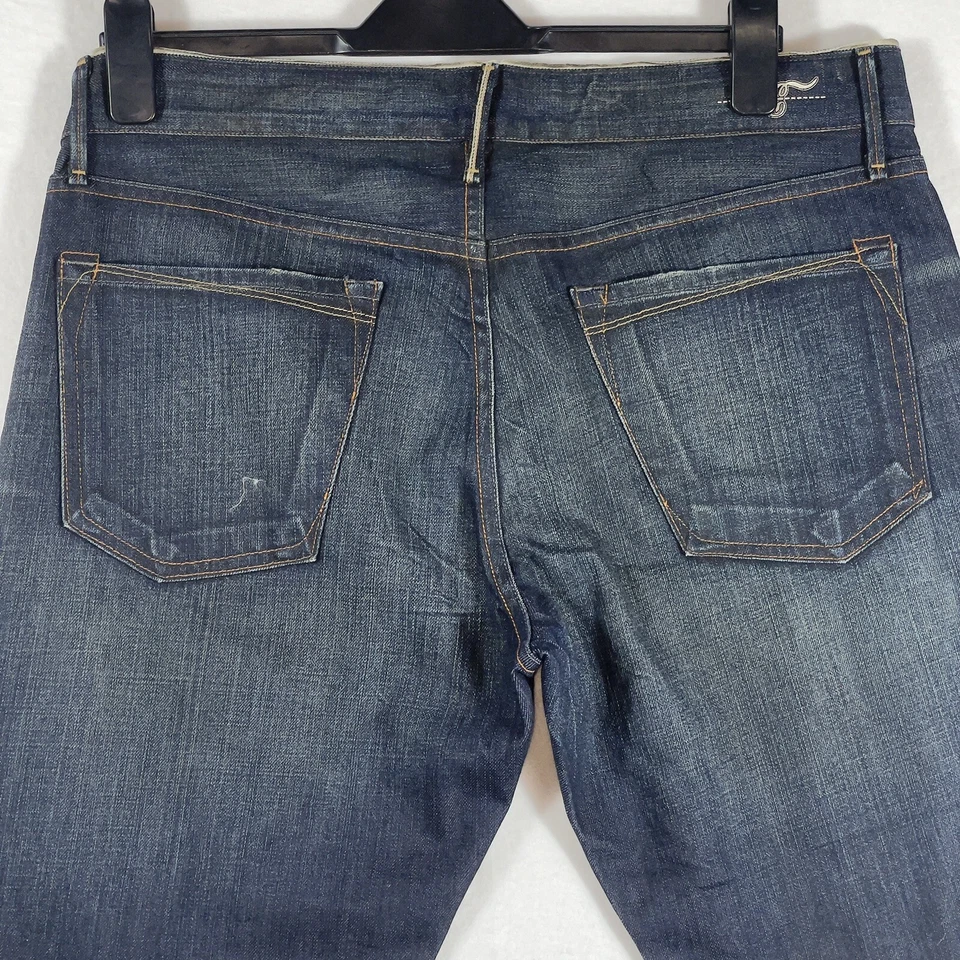 Jeans Ernest Cosidos Fulton Talla Verdadera 36x30 Lavado Oscuro Botón Recto Mosca Hechos en EE. UU. Foto 4 de 4