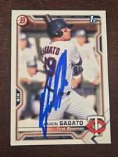 2021 Bowman #125 AARON SABATO Twins In-Person Signed AUTO Autographed