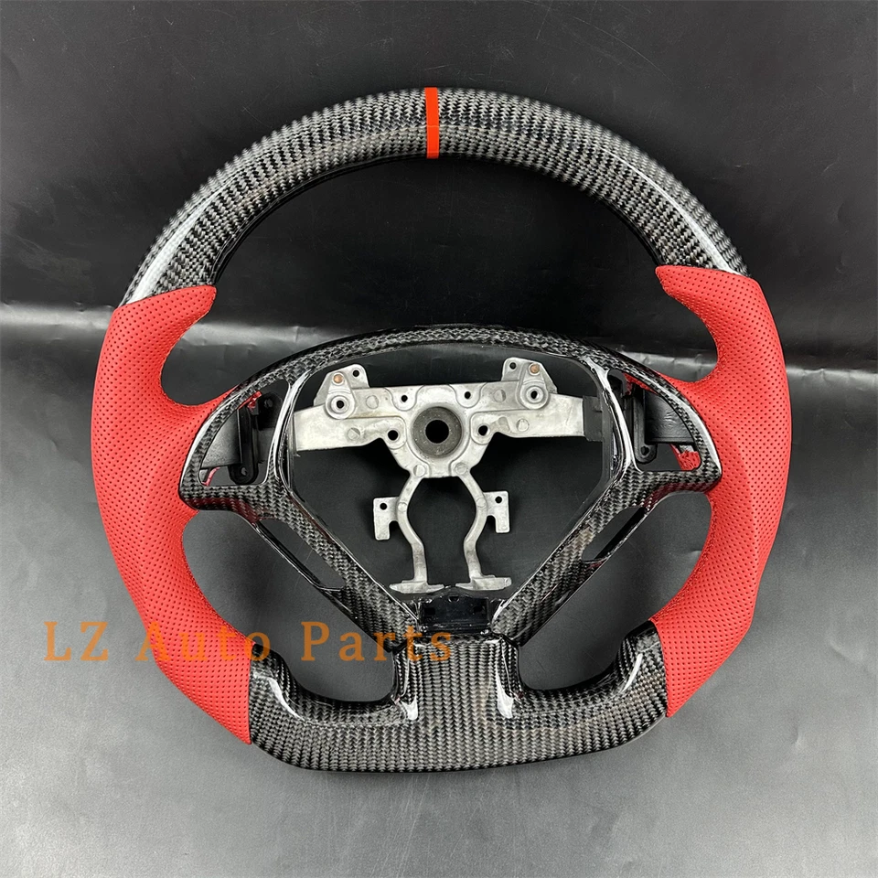 Volante tira roja de cuero de fibra de carbono para Infiniti G25 G37 2008-2013 Foto 3 de 4