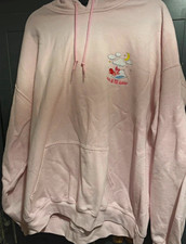 Skinnydip Piglet "Head In The Clouds" Pink Pullover Hoodie L Drawstring Pockets