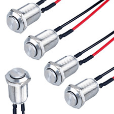 5pcs 12mm Latching Push Button Switch High Round Head ON-Off Normally Open wi...
