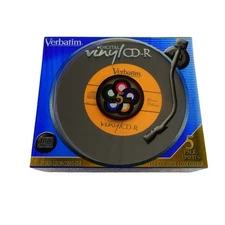 Brand New Verbatim Digital Vinyl CD-R 5 Pack 80 min 700 mb Retro 5 Colors