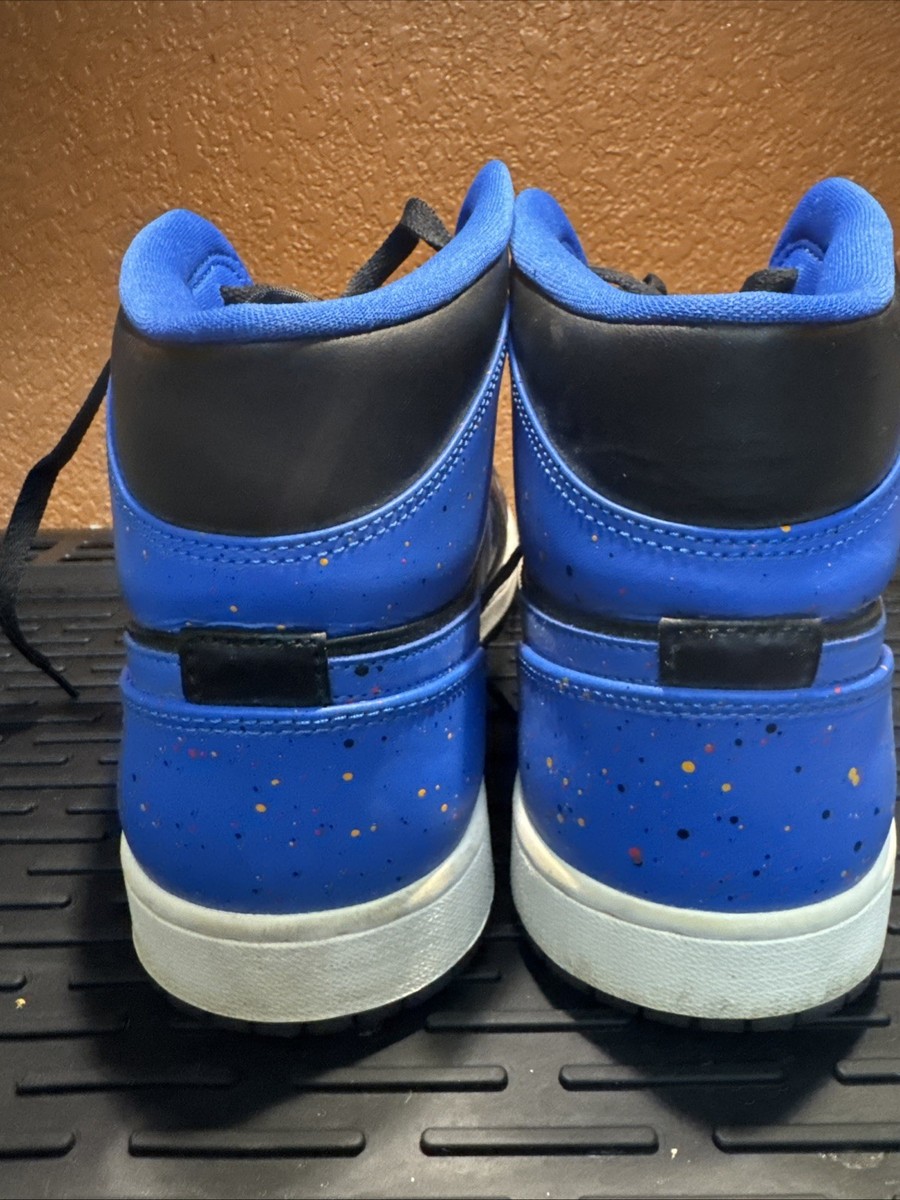 11.5. NIKE AIR JORDAN 1 RETRO I MID ROYAL PAINT SPLATTER BLACK