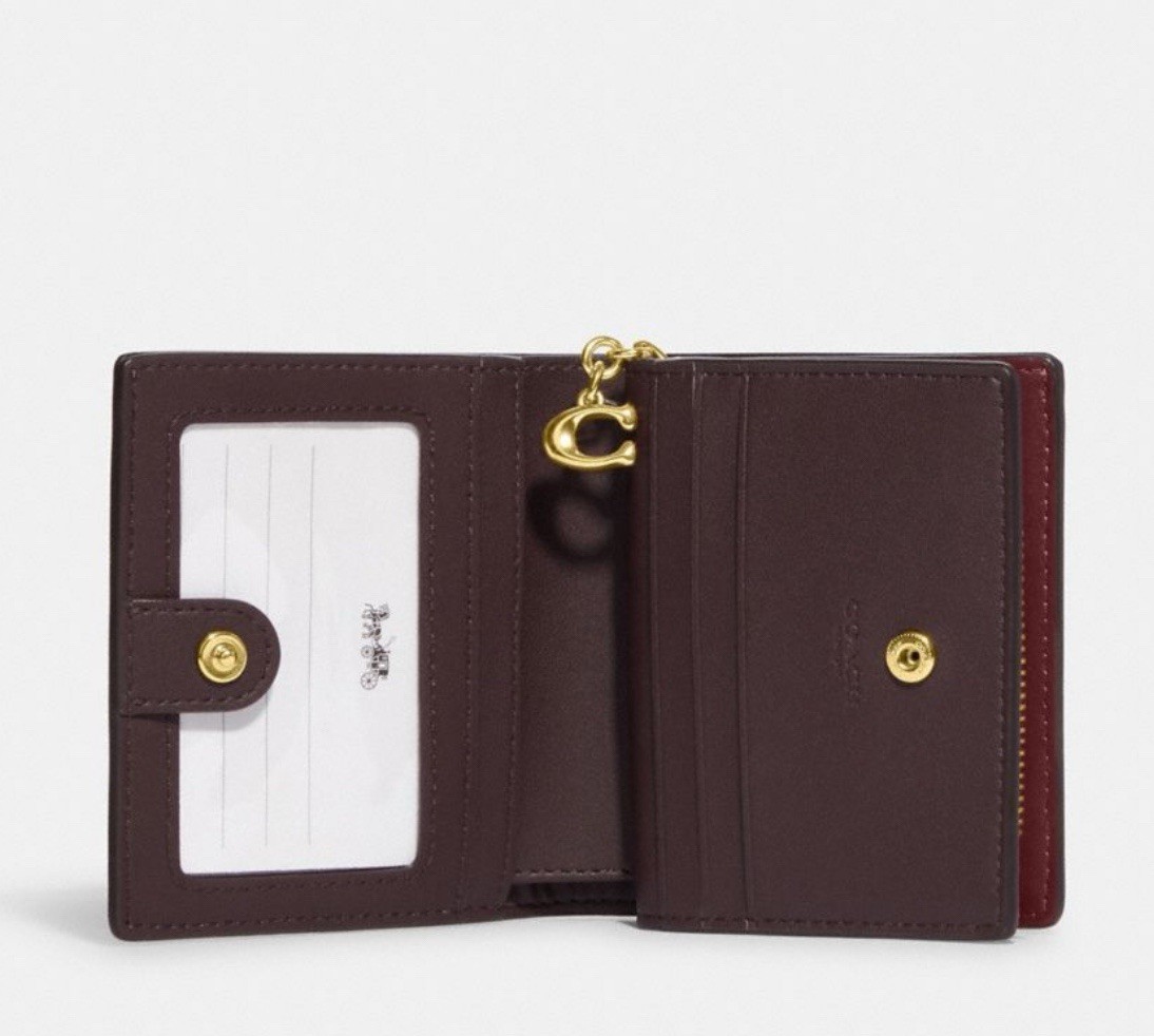 Coach CF351 Snap Wallet Black Cherry Canvas Christmas Holiday