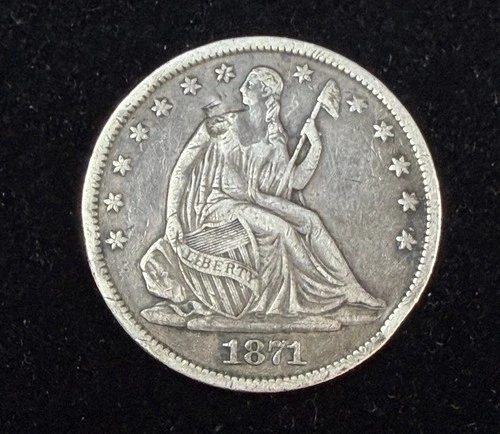 1871-S Seated Liberty Silver Half Dollar - Rare San Francisco Mint -Nice Details