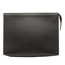Louis Vuitton Taiga Pochette Voyage MM Pre-Loved Clutch Bag Black