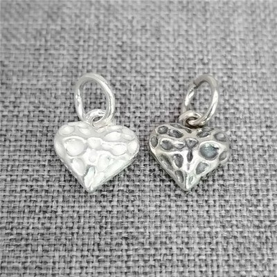 2 Sterlingsilber Konkav Herz Charm Anh?nger 2-seitig für Armband
