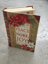 Punch Studio Christmas Holiday Faux Book Decorative Box Secret Santa Peace Noel 